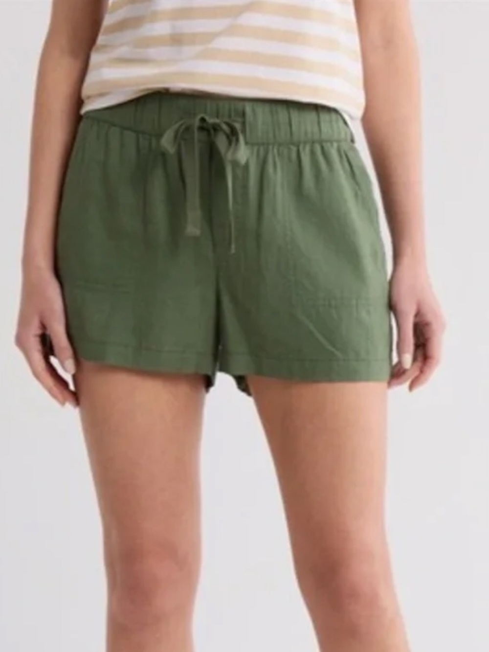 Caslon Green Linen Shorts Size L